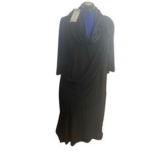 LaMouette Women’s Black Asymmetrical Cowl Neck Dress Black Size 26 SEE DESCRIPTI